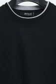 Erkek Siyah Çift Bisiklet Yaka Baskı Detaylı Standart Rahat Kesim Sweatshirt thumbnail 4