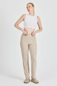 Vizon Fitilli Geniş Paça Pamuklu İnce Yüksek Bel Kadın Eşofman Altı thumbnail 1