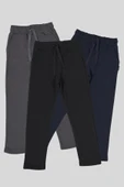 Siyah-Lacivert-Antrasit Kalın Pamuklu Beli Lastikli Yan Cepli 3'lü Erkek Çocuk Eşofman Altı thumbnail 1