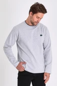 Erkek Gri Çift Bisiklet Yaka Baskı Detaylı Standart Rahat Kesim Sweatshirt thumbnail 5