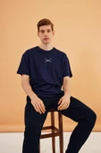Leo Erkek Oversize Tshirt %100 Pamuk Bisiklet Yaka Baskı Detaylı Basic Tişört MTLCE85 - 3