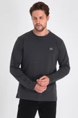Erkek Antrasit Çift Bisiklet Yaka Baskı Detaylı Standart Rahat Kesim Sweatshirt thumbnail 3
