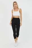 Kadın Siyah Yüksel Bel Kapri Tayt  MTLCKT-04 thumbnail 4