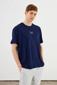 Leo Erkek Oversize Tshirt %100 Pamuk Bisiklet Yaka Baskı Detaylı Basic Tişört MTLCE85 - 1