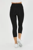 Kadın Siyah Yüksel Bel Kapri Tayt  MTLCKT-04 thumbnail 5