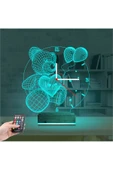 Kirppi 3d Saat Lamba Ayıcık Balon Çocuk Odası Masa Gece Lambası - 3
