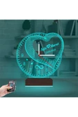 Kirppi 3d Saat Lamba Sevgiliye Hediye Kalp Sonsuzluk Yıldönümü Kişiye Özel Masa Gece Lambası - 3