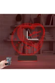 Kirppi 3d Saat Lamba Sevgiliye Hediye Kalp Sonsuzluk Yıldönümü Kişiye Özel Masa Gece Lambası - 5