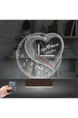 Kirppi 3d Saat Lamba Sevgiliye Hediye Kalp Sonsuzluk Yıldönümü Kişiye Özel Masa Gece Lambası - 2