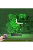 Kirppi 3d Saat Lamba Ayıcık Balon Çocuk Odası Masa Gece Lambası - 6