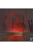 Kirppi 3d Lamba Kalp Yüzük Yıldönümü Hediye Kişiye Özel Masa Gece Lambası - 7