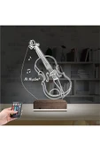 Kirppi 3d Lamba Keman Müzik Enstrüman V2 Kişiye Özel Masa Gece Lambası - 2