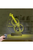 Kirppi 3d Lamba Keman Müzik Enstrüman V2 Kişiye Özel Masa Gece Lambası - 5