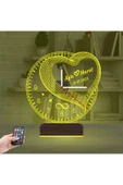Kirppi 3d Saat Lamba Sevgiliye Hediye Kalp Sonsuzluk Yıldönümü Kişiye Özel Masa Gece Lambası - 14
