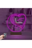Kirppi 3d Saat Lamba Sevgiliye Hediye Kalp Sonsuzluk Yıldönümü Kişiye Özel Masa Gece Lambası - 4