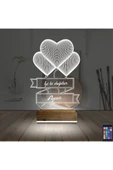 Kirppi 3d Lamba Kalp Sevgiliye Hediye V2 Kişiye Özel Masa Gece Lambası - 2