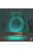 Kirppi 3d Lamba Tek Taş Yüzük Sevgiliye Hediye Masa Gece Lambası - 3