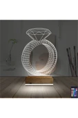 Kirppi 3d Lamba Tek Taş Yüzük Sevgiliye Hediye Masa Gece Lambası - 2