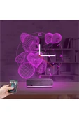 Kirppi 3d Saat Lamba Ayıcık Balon Çocuk Odası Masa Gece Lambası - 11