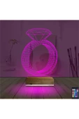 Kirppi 3d Lamba Tek Taş Yüzük Sevgiliye Hediye Masa Gece Lambası - 4