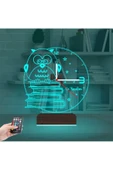 Kirppi 3d Saat Lamba Baykuş Kitap Öğretmene Hediye Kişiye Özel Masa Gece Lambası - 3