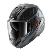 SHARK OXO RYDGER MAT SİYAH-GRİ-MAVİ ÇENE AÇILIR KASK thumbnail 1