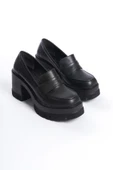 Kadın Femi Siyah Cilt 8 cm Topuklu Platformlu Ayakkabı - 4