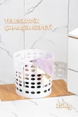 Porsima 25100 Teleskopik Katlanır Sepet Katlanabilir Çamaşır Sepeti Orta Boy Katlanır Çamaşır Sepeti Beyaz 15lt Beyaz thumbnail 3