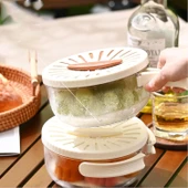 Katlanır Kulplu Çift Katmanlı Süzgeçli Saklama Kabı | Drenaj Tepsili, Çok Amaçlı Buzdolabı Kutusu thumbnail 2