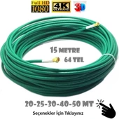 15 Metre 64 Tel Rg6/u4 Gold Uçlu Anten Kablosu 3D 4K Fullhd 1080 Tak Kullan - Yeşil thumbnail 1