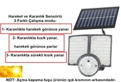 112 Led Güneş Enerjili Kumandalı 3 Çalışma Modlu Çift Başlıklı Iç Veya Dış Mekan Sarkıt Solar Led thumbnail 3