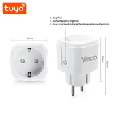 Yeco SP-16 Akıllı Priz, Wi-Fi Uyumlu, Telefonla Kontrol, 16A Akım Koruma, Enerji İzleme, 2 Adet - 2