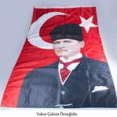 70x105cm Alpaka Kumaş Türk Bayrağı ve 100x150cm Raşel Kumaş Beyaz Kayı Boyu IYI Sancak 2 Bayrak Set - 4