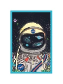 Astronot ve Uzay Temalı Tasarım Kart  Dekoratif Hediye Not Kartı ve Kartpostal  10x15 cm - 1