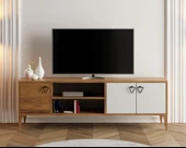 Rivo Tv Ünitesi Legnano-Beyaz Raflı ve Kapaklı Modern Tasarım 150 cm - 1