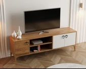 Rivo Tv Ünitesi Legnano-Beyaz Raflı ve Kapaklı Modern Tasarım 150 cm - 3