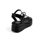 Kadın Siyah Tokalı Taşlı Dolgu Topuklu Sandalet 6 Cm Rahat Yüksek Topuklu FLGS16 - 5