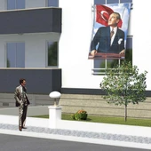 Göğe Bakan Sivil Atatürk - Kutlama - Okul - Anı - Poster Cephe Bayrağı - Bayrak -1,5x2,25 Metre - 1