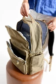Bagacar Bolsas 1094 Su Geçirmez İthal Krinkıl Kumaş Laptop Bölmeli Okul ve Günlük Sırt Çantası Kum - 3