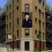 Kalpaklı Mustafa Kemal Atatürk Poster Cephe Bayrağı -2x3 metre - 1