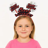Doğum Günü Kutlaması İçin Kırmızı Taç – Işıltılı Yazılı Parti Tacı - 1