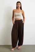 Paça Detaylı Şalvar Pantolon Kahve thumbnail 1