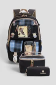 Relaxion 1395 Kore Tarzı Unisex Çocuk Üçlü Set İlkokul Sırt Çantası - 4