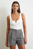 Piliseli Cepli Şort Gri - 4