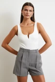 Piliseli Cepli Şort Gri - 2
