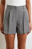 Piliseli Cepli Şort Gri - 5