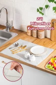 Porsima 3139 2li Mikrofiber Tezgah Üstü Kurutma Matı Süper Emici Bulaşıklık Gri Gri thumbnail 3
