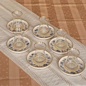 Glore Mavi Kuş Altın Yaldızlı 6 Çay Bardağı Takımı thumbnail 6