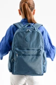 Bagacar Bolsas 1094 Su Geçirmez İthal Krinkıl Kumaş Laptop Bölmeli Okul ve Günlük Sırt Çantası Mavi - 2