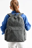 Bagacar Bolsas 1094 Su Geçirmez İthal Krinkıl Kumaş Laptop Bölmeli Okul ve Günlük Sırt Çantası Gri - 2